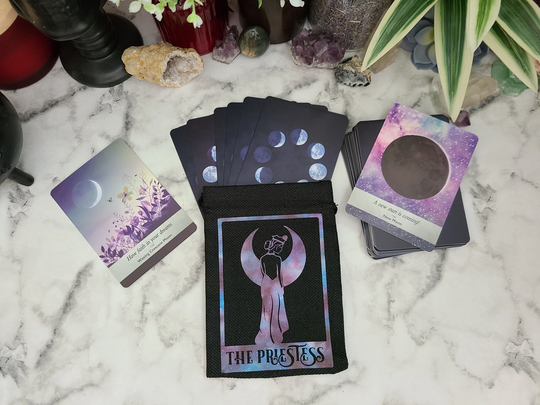 Priestess Bag | Large Tarot Card Bag, Tarot Spell Bag, Stone Witchcraft Supplies, Witch Altar Deity