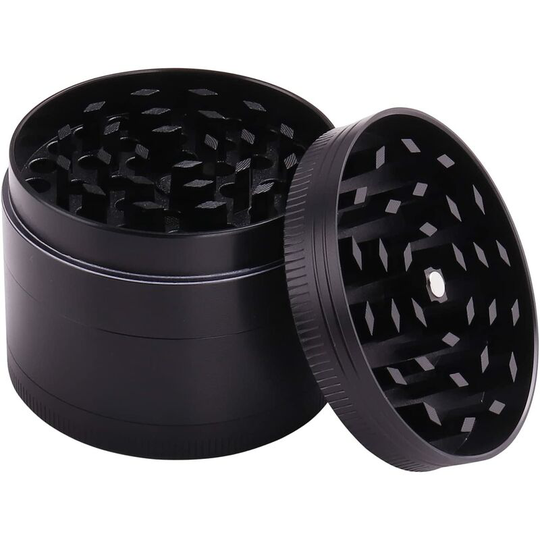 2' Herb Grinder Aluminum Spice Grinder, with Pollen Scraper, Ideal for the Foodie Who Seeks Culinary Excellence-Black