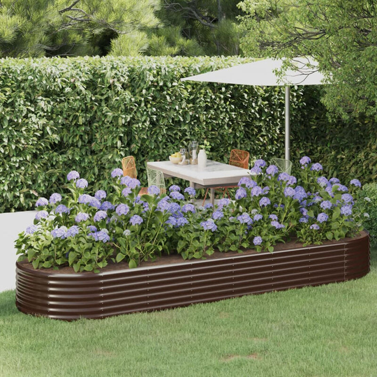 Asupermall - Garden Planter Powder-coated Steel 322x100x36 cm Brown