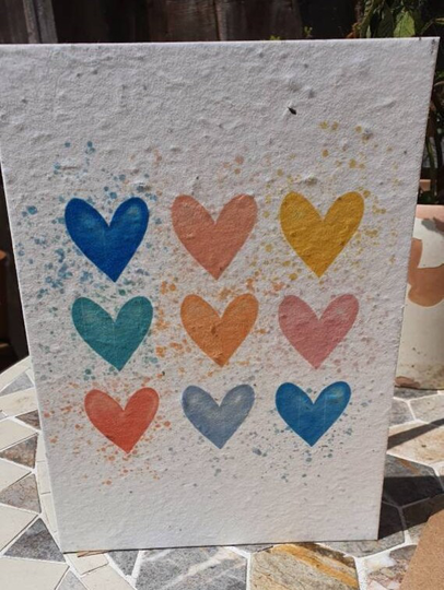Plantable Painted Hearts Seed Card, Wildflower Sustainably Made Blank Greetings, Eco Friendly Gift Birthday Thank You, Gardening Teacher Kid