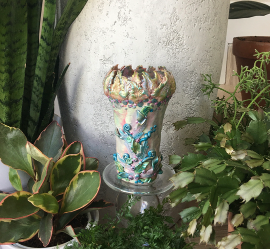 Unique Handcrafted Polymer Vase. Coastal Colors
