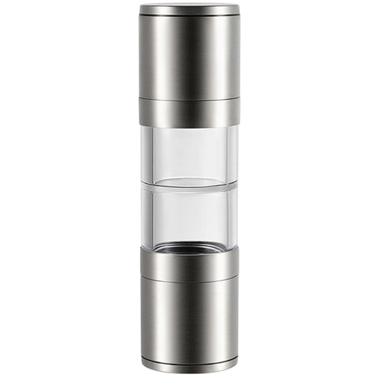 Devenirriche - Pepper Mill, Manual Salt Mill, 2 in 1 Spice Mills, Adjustable Grain Size, Brushed Steel Salt and Pepper Grinder with Built-in Ceramic,