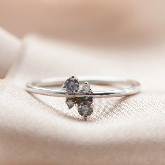 Multi Diamond Ring Salt & Pepper Cluster Alternative Engagement