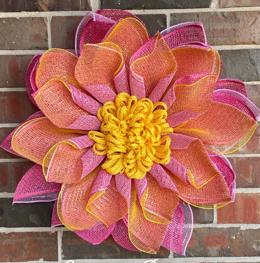 Wreath, Front Door Hanger, Mesh Everyday All Season Spring Summer Flower Wreath