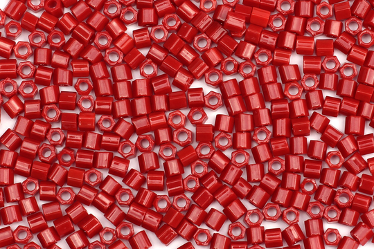 Size 8/0 Opaque Bright Red Hexagon Seed Beads, 10G Beads For Jewellery Making, Embroidery & Bead Weaving