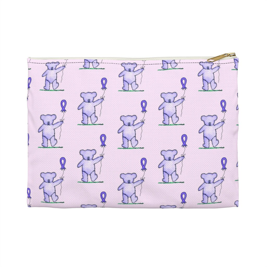 Watercolor Chiari Malformation Bear Accessory Pouch | Hospital Bag, Chronic Illness Medication Travel Surgery Gift