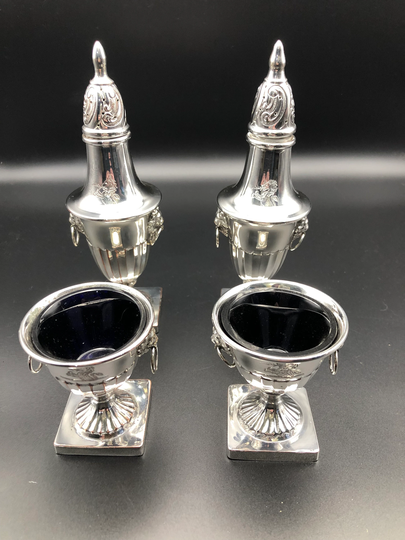 Decorative Antique Silver Plate Salts & Peppers
