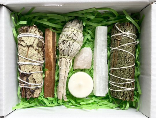 Ultimate Smudge Set, Energy Cleansing Kit, Californian White Sage, Blue/Desert Black Palo Santo, Se|Enite, Meditation, Spiritual