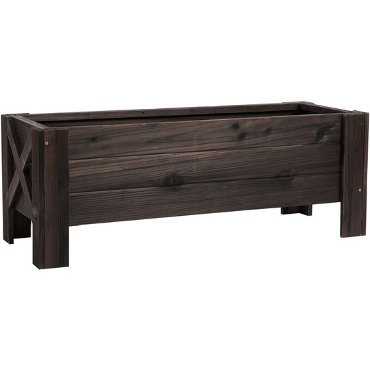Wooden Garden Raised Bed Planter Grow Containers Pot, 100x36.5x36cm - Brown - Outsunny