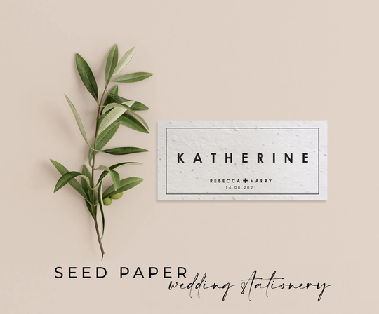 Plantable Seed Paper Eco-Friendly Sustainable Biodegradable Wedding Party Placecard Place Name - Square