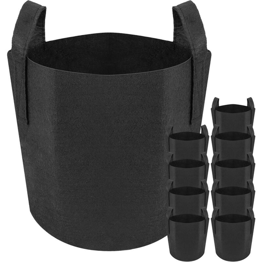 Planting grow bags Plat pots made of fabric felt 1 gallon 15x20cm 10-pack - Primematik
