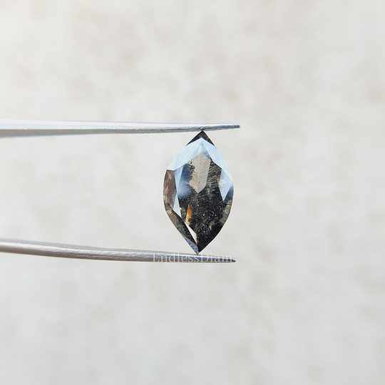 2.69Ct Marquise Cut Salt & Pepper Loose Moissanite, Black Diamond For Engagement Ring, Custom Gift Her