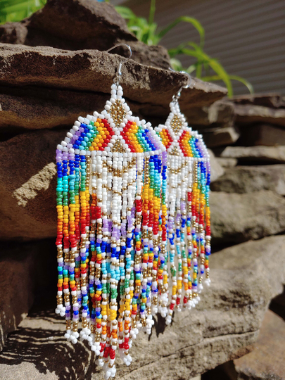 Rainbow Seed Bead Earrings