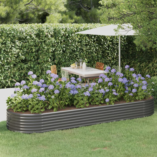 Asupermall - Garden Planter Powder-coated Steel 322x100x36 cm Grey