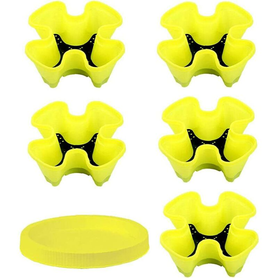 Flower Pots,Stackable Flower Tower Multi,Layer Vertical Plant Pot Planter Four Petal Plastic with Tray,for Vegetable Flower Yellow