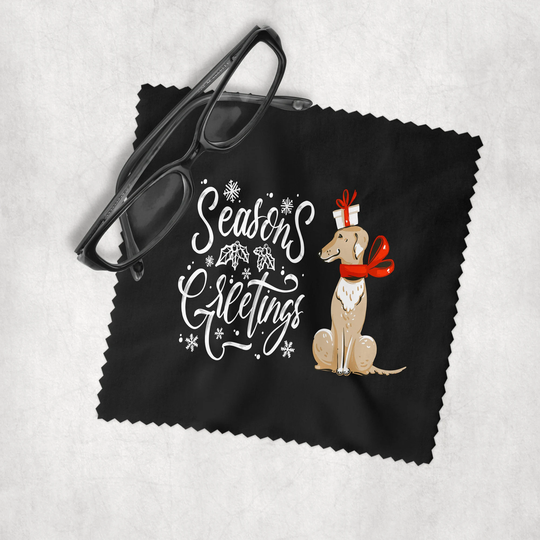 Christmas Seasons Greetings Dog - Microfiber Lens Cleaning Cloth For Eyeglasses, Cameras, Smartphones & All Screens