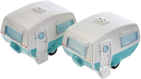 Salt & Pepper/Condiment/Cruet Set ~ Caravan, Ceramic, Multi, Height Width 9cm Depth 6cm