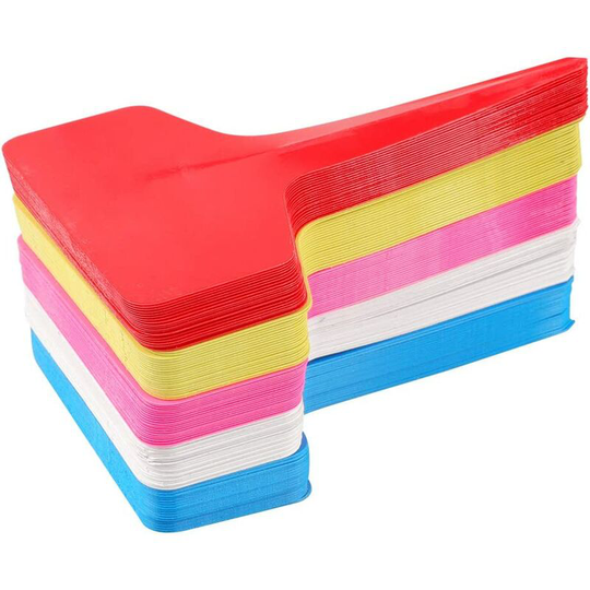 Gift - 100 Pieces T-Type Plastic Plant Markers and Labels, 6 * 10 cm Reusable Waterproof Colorful Garden Tags(Multicolor)