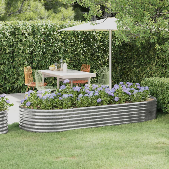 Asupermall - Garden Planter Powder-coated Steel 249x100x36 cm Silver