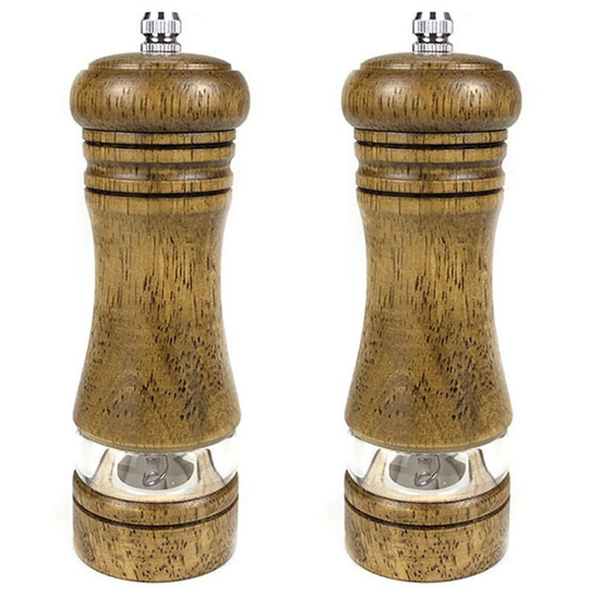 Salt and Pepper Grinders Set Solid Wood Body Pepper Mill with Adjustable Coarseness Fine to Coarse Antique