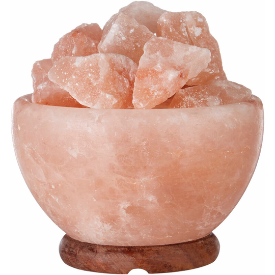 Bowl Salt Lamp with eu Plug Himalayan Rock Salt Lamp Bedroom Lamp Wooden Base Therapeutic Aesthetically Pleasing 17 x 17 x 15 - Premier Housewares