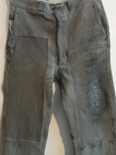 Vintage French Chore Pants Salt & Pepper Workwear Patched Darned 1950S 50S Cotton Whipcord Work Worker Hobo Trousers