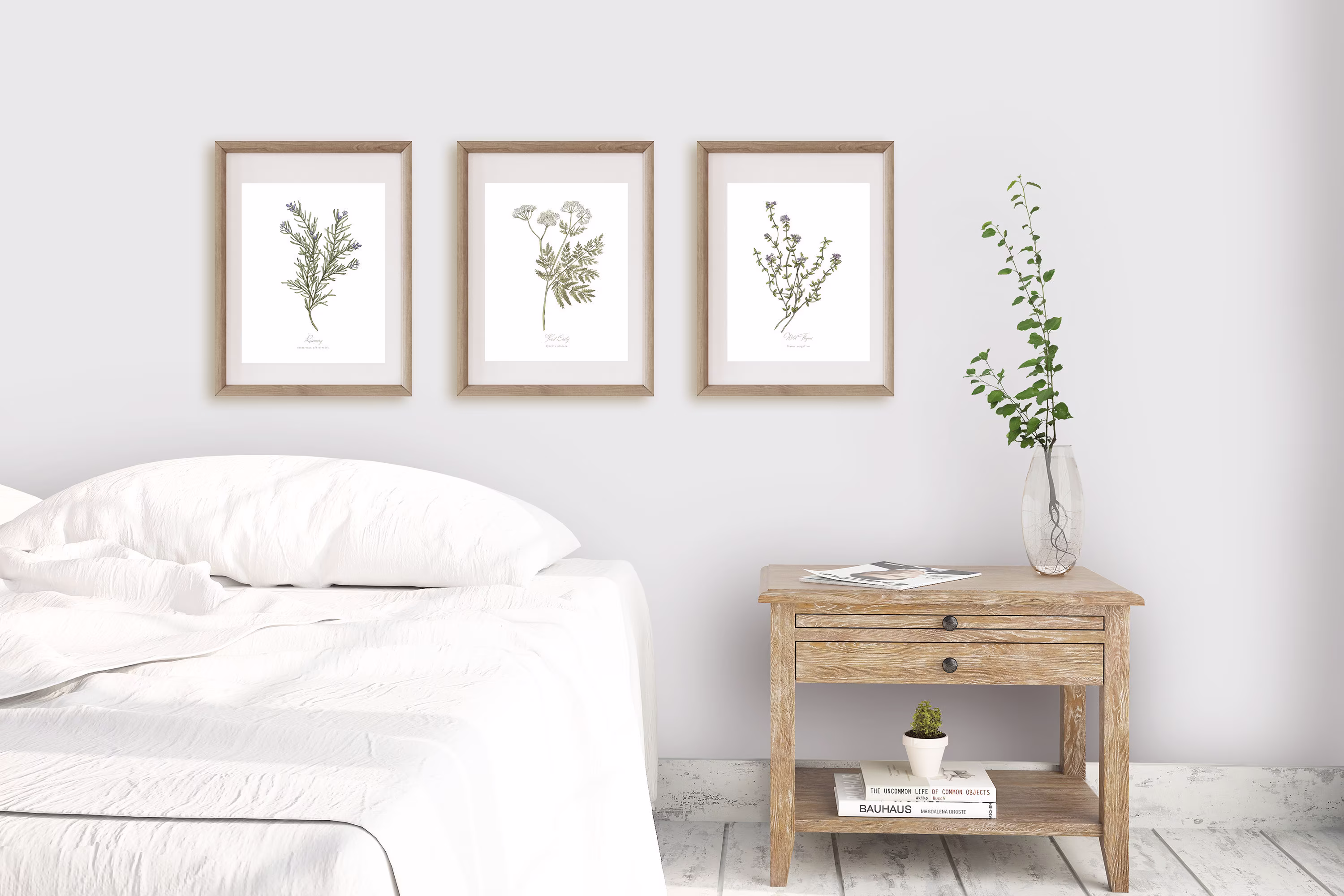 Any 3 Botanical Prints Wild Flower Or Herb Watercolour Illustrations, Gallery Wall Print Sets in Various Sizes