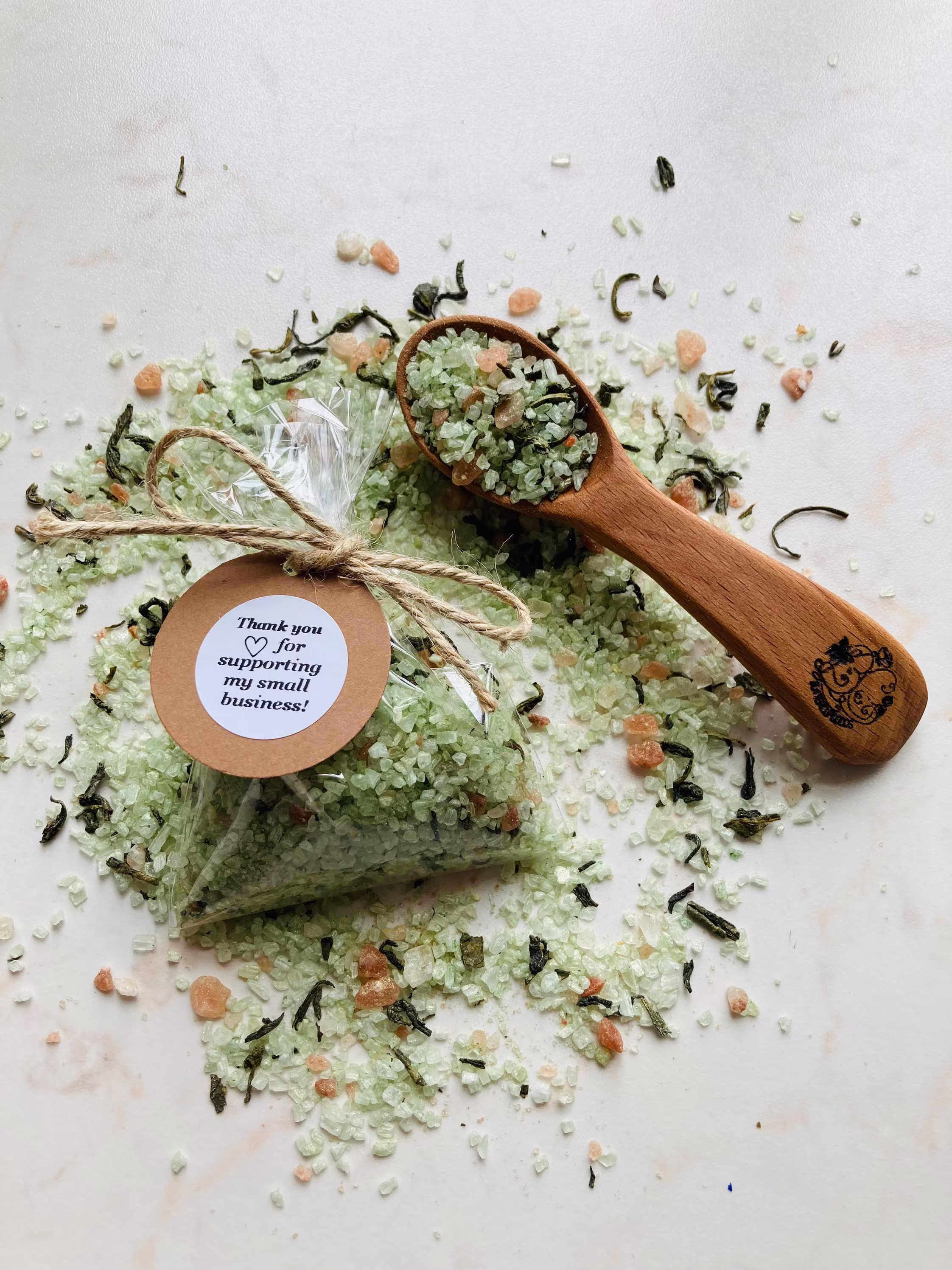 20Pcs Green Tea/Eucalyptus Bath Salt Favor Bags, Wedding Shower Gifts, Personalized Thank You From My To Yours Party Favors