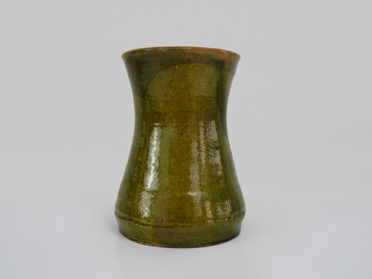 Magnificent Vintage Vase in Green Glazed Terracotta