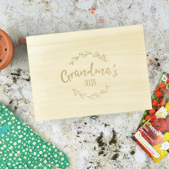 Personalised Seed Storage Box, Wooden Garden Box