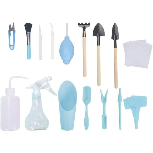 16PCS Blue Succulent Transplant Tool Kit Set of Gardening Tools Mini Garden Kit Succulent Transplant Tools For Maintenance of Indoor Garden Plants
