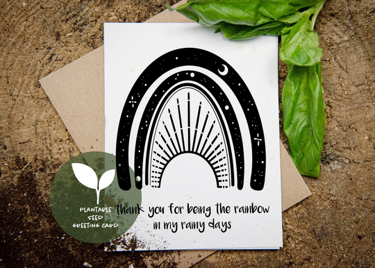 Thank You Greeting Card, Plantable Seed Sustainable Biodegradable Eco Friendly Blank Note Wildflower Card