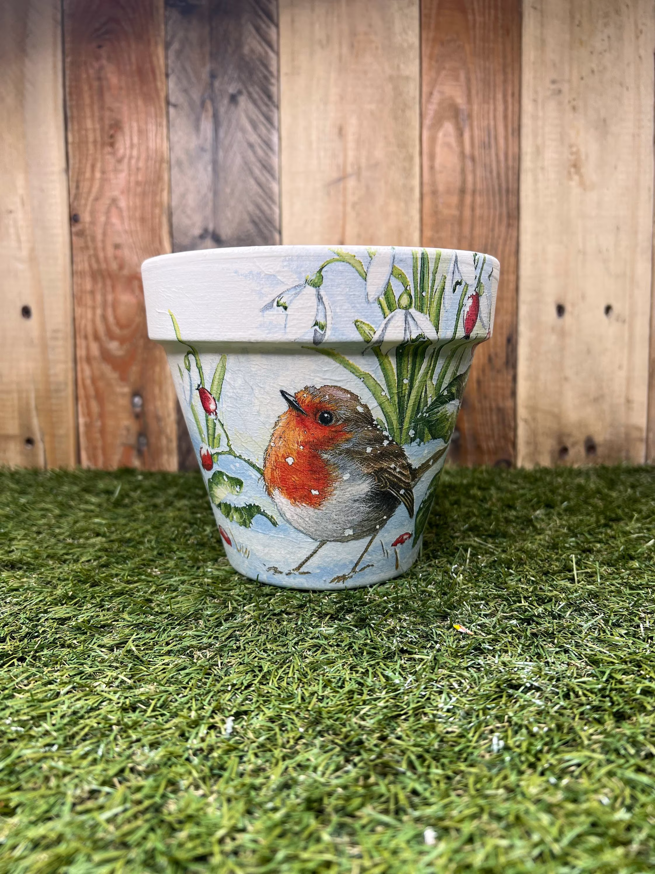 Robin Decoupaged Plant Pot, Robin, Robin Gift, Lover, Thinking Of You, Christmas | 11