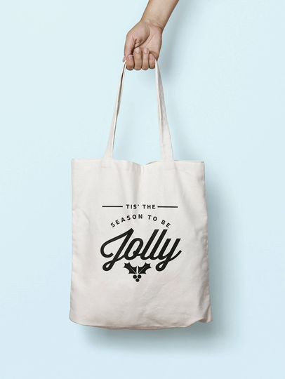Tis' The Season To Be Jolly Tote Bag Long Handles Tb1043
