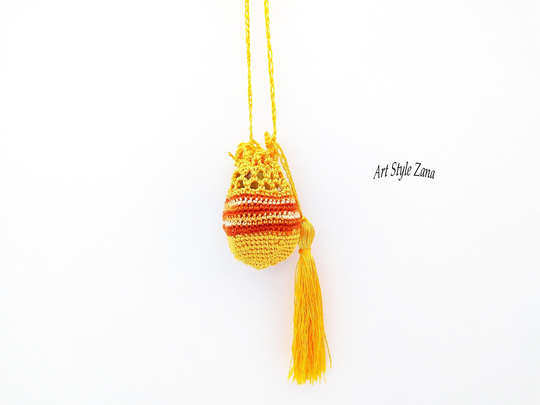 Medicine Bag Pouch Necklace, Necklace Stone Holder, Adjustable Small/Crochet/Yellow Crystal Holder