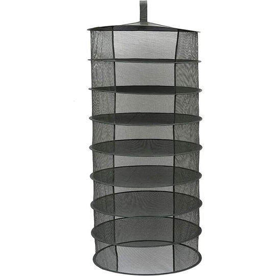 Modou - 8-Layer Hanging Basket, Collapsible Drying Rack Herb Dry Net, Opening Shape Mesh Bag 600mm Diameter for Herbs, Flowers, Sprouts, Plants, Black