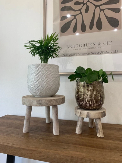 White-Washed Wood Riser/Stand Stool