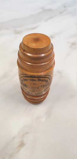 Antique Treen Wood Barrel Shaped Medicine Pill Holder