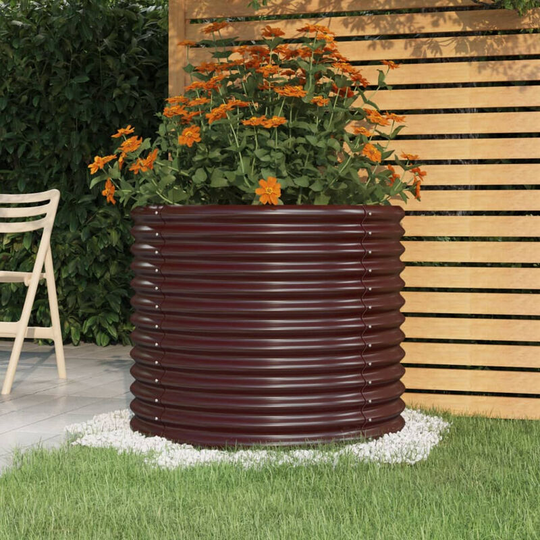 Asupermall - Garden Planter Powder-coated Steel 80x80x68 cm Brown