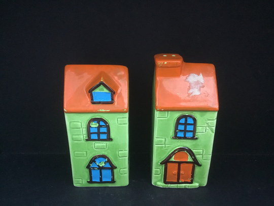 Vintage House Shaped Ceramic Salt & Pepper Shakers