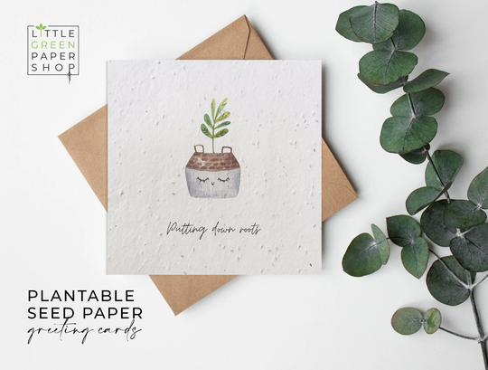 Plantable Flower Seed Paper Cards - New Home Congratulations, Greeting, Gardening, Pun, Joke, Friends, Family, Eco-Friendly, Biodegradable