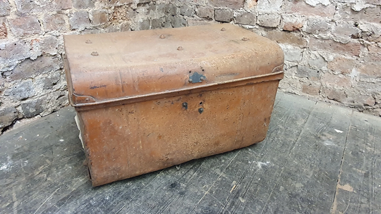 Vintage Tin Trunk Super 1900's Plant Holder Coffee Table