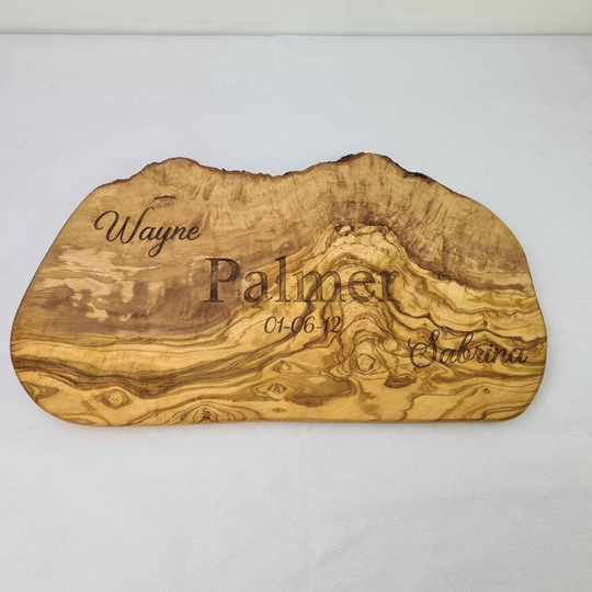 Personalised Olive Wood Chopping/Cheese Board-Wedding/Anniversary Gift