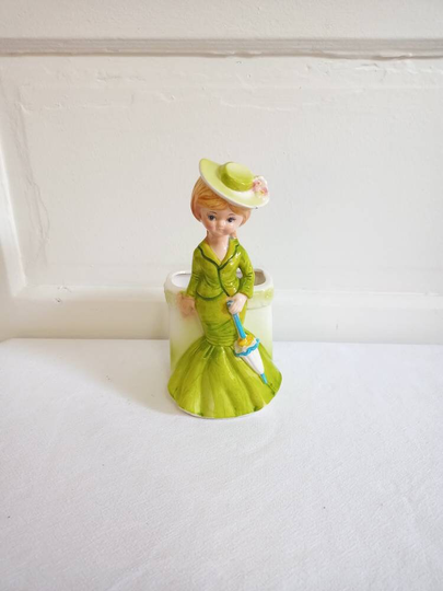 Relpo Lady With Parasol Planter Vintage 1950's