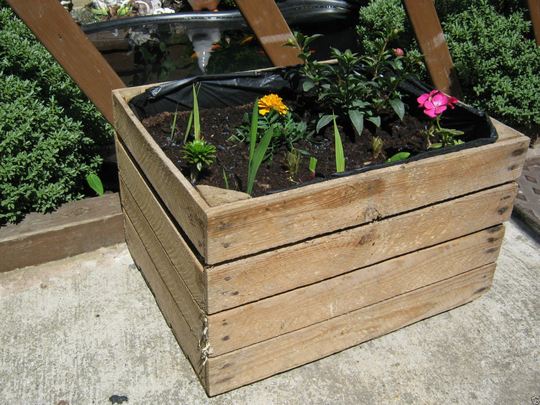 2 X Planters Vintage Rustic European Wooden Apple Crates, Wooden Garden Trough Planter Veg Bed Flower Plant Pots