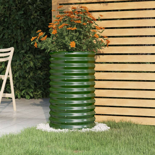 Asupermall - Garden Planter Powder-coated Steel 40x40x68 cm Green