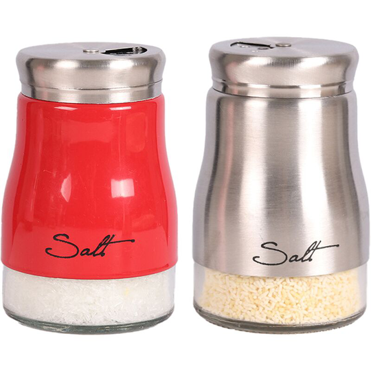 Fvbjd - Salt And Pepper Shakers Set, Kitchen Decor, Glass Salt And Pepper Shakers Set, Cute Salt Shaker red + silver