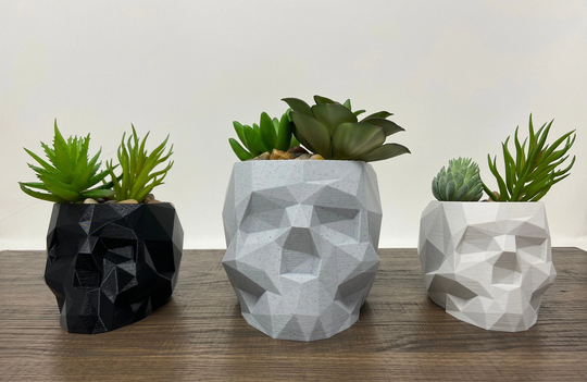Skull Planter Pot, Pencil Holder, Human Geometric Skull, Gothic Decor, Witch Home Decor