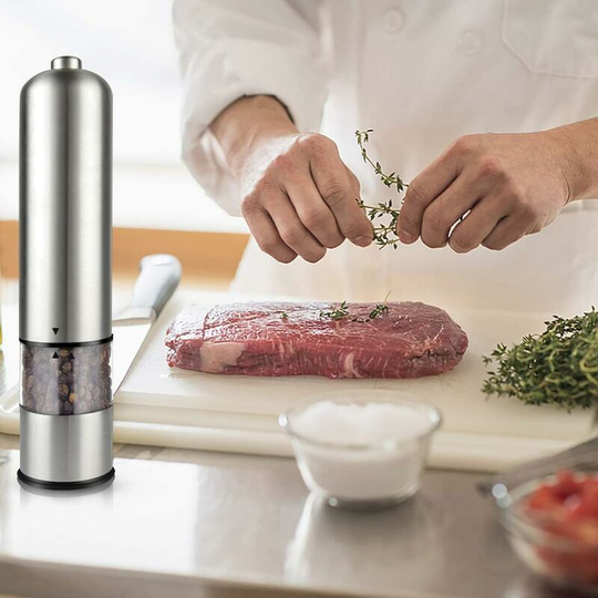 Electric salt salt: Set of 2 salt mill and electric pepper, ceramic mill, lightweight