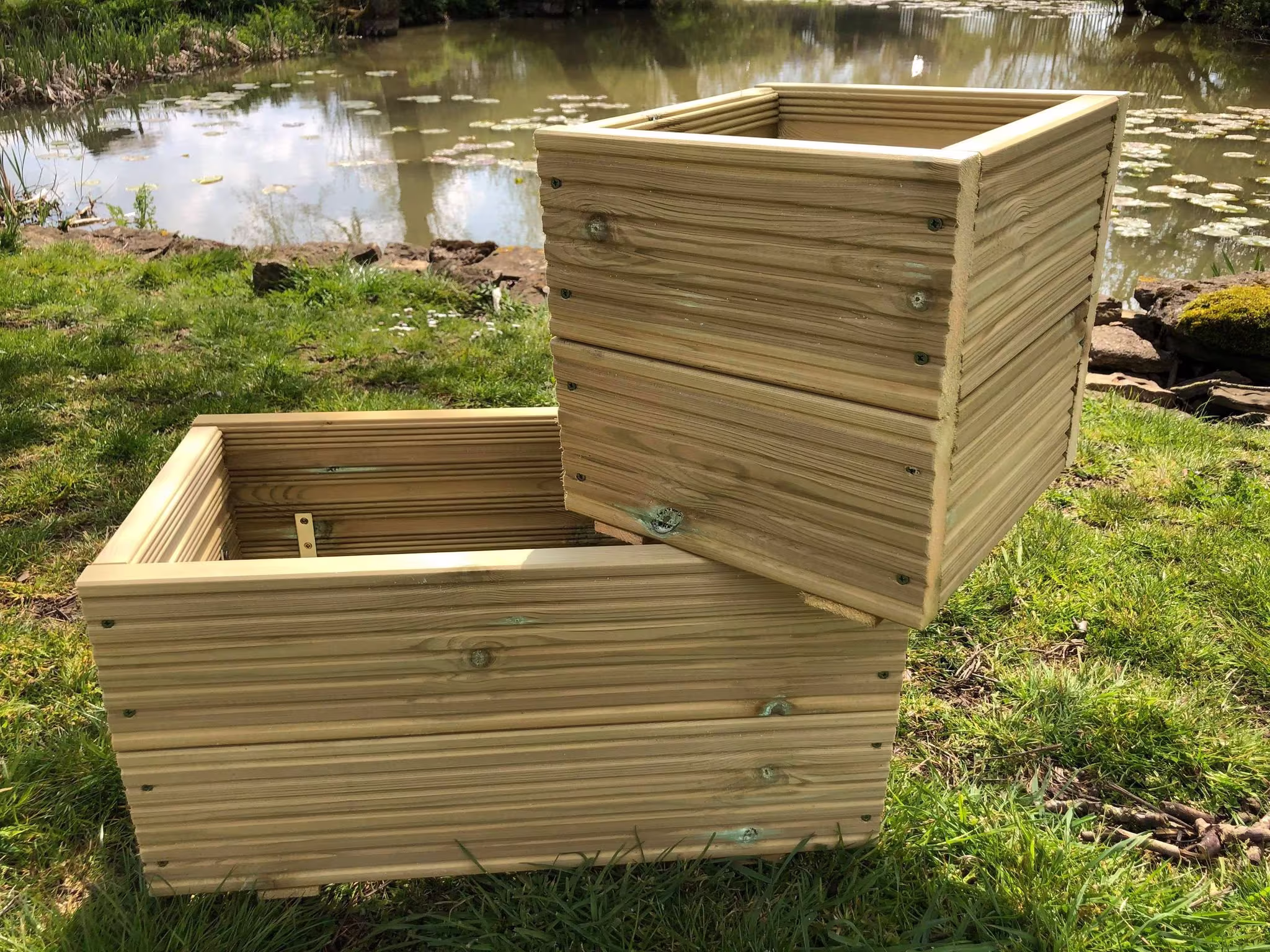Wooden Outdoor Garden Planter Trough With Or Without Lining Bench Box Pot Decking | Large 90x30x30 Med 60x30x30cm Small 30x30x30cm